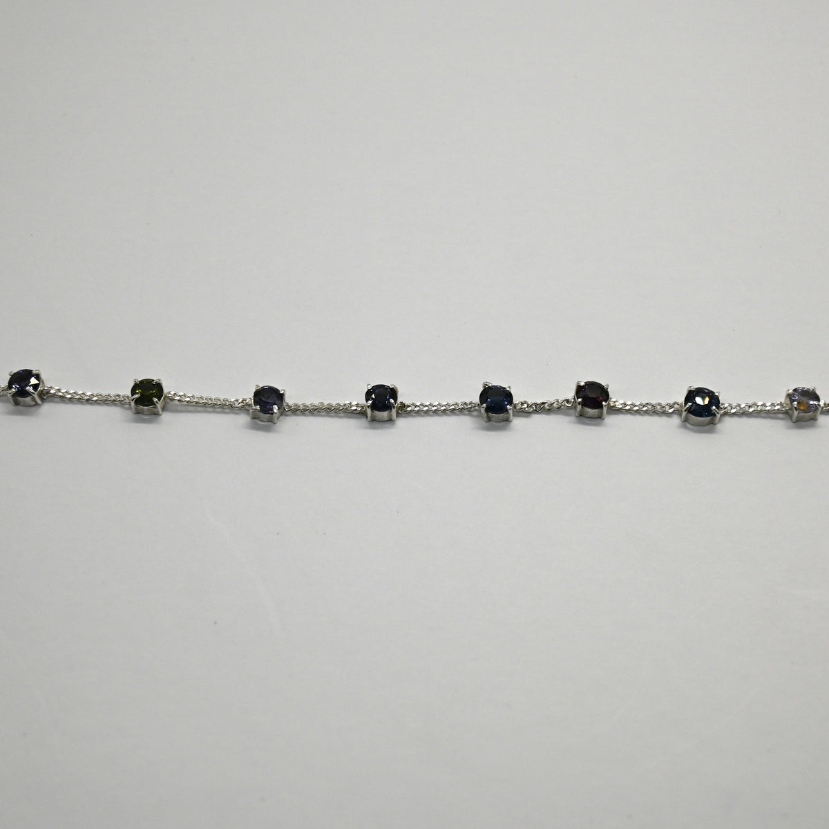 HB0005 Multi-Gemstone Zircon & Crystal Bracelet in 925 Sterling Silver (15cm)