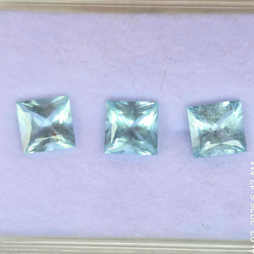 7.12 Ct Natural Aquamarine Parcel, 3 Pieces, Square mixed cut, Sri Lanka