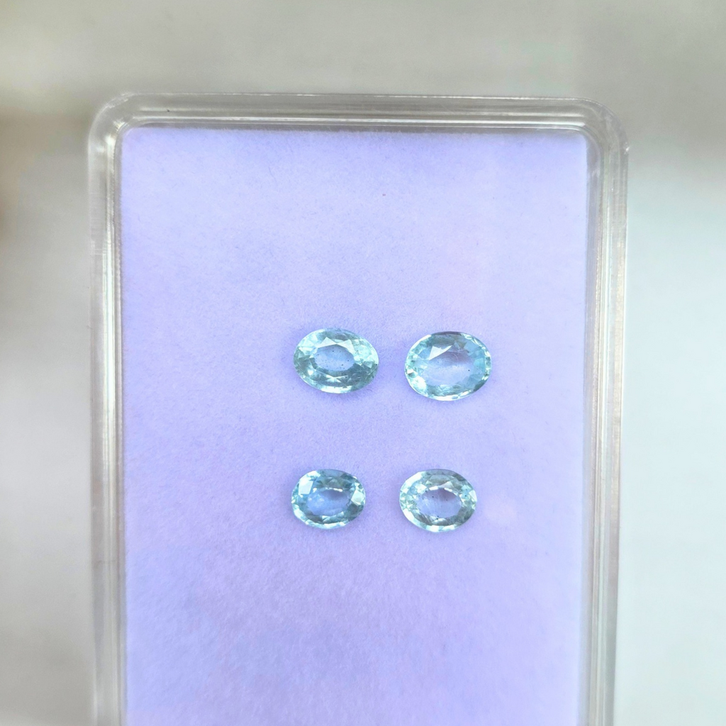 2.2 Ct Natural Aquamarine Parcel, 4 Pieces, Oval, Sri Lanka