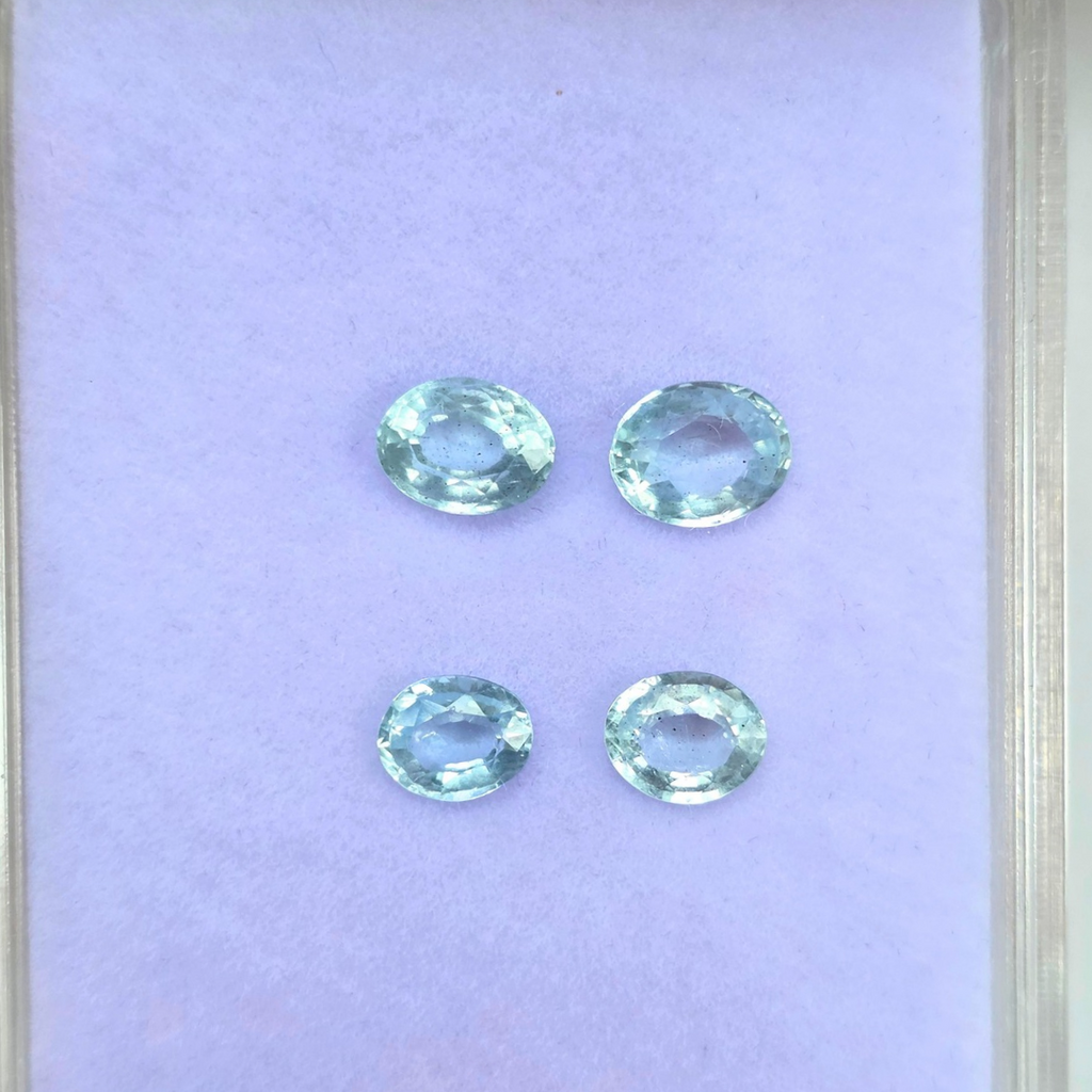 2.2 Ct Natural Aquamarine Parcel, 4 Pieces, Oval, Sri Lanka