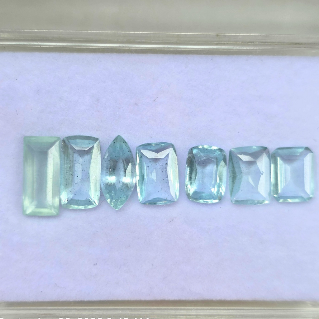 8.3 Ct Natural Aquamarine Parcel, 7 Pieces, Rectangular step cut, Sri Lanka