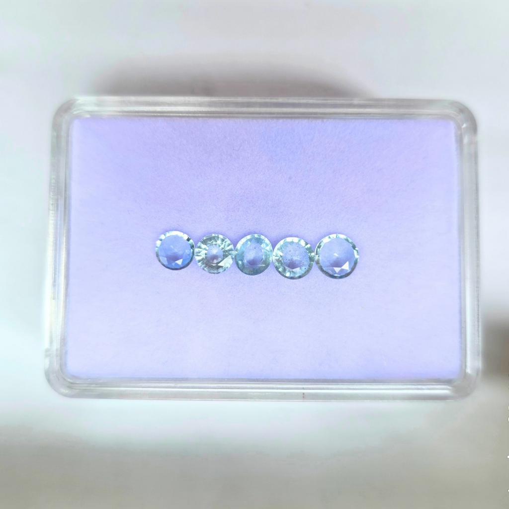 2.3 Ct Natural Aquamarine Parcel, 5 Pieces, Round, Sri Lanka