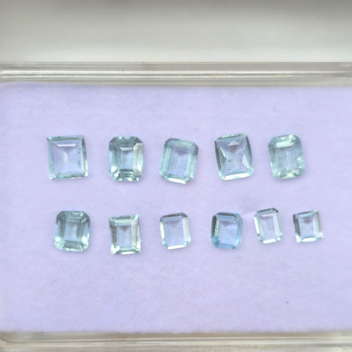 4.54 Ct Natural Aquamarine Parcel, 12 Pieces, Square/rectangular step cut, Sri Lanka