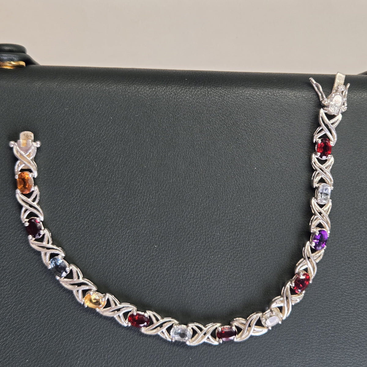 HB0003 Multi Gemstone Bracelet 925 Silver Sri Lanka Jewelry
