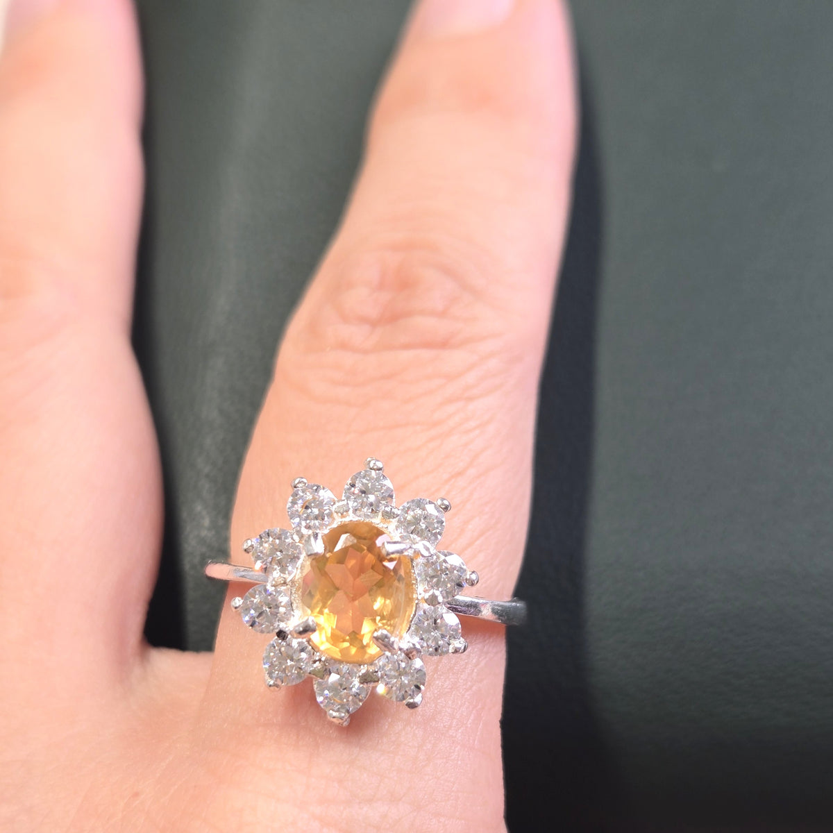 HR0005 Yellow Citrine Ring 925 Silver Sri Lanka Gemstone