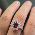 HR0004 Oval Red Garnet Ring Sterling Silver Sri Lanka Gem
