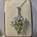HP0005 Peridot Cluster Pendant 925 Silver Sri Lanka Gem