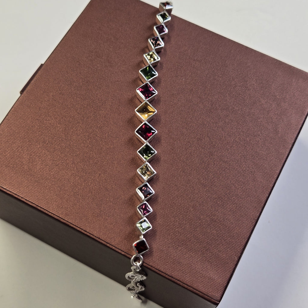 HB0004 Vibrant Multi-Gemstone Spinel Bracelet in 925 Sterling Silver (16cm)