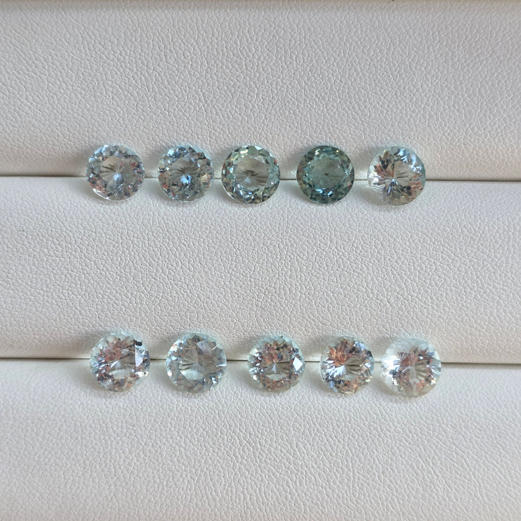 16.74 Ct Natural Aquamarine Parcel, 10 Pieces, Round, Sri Lanka