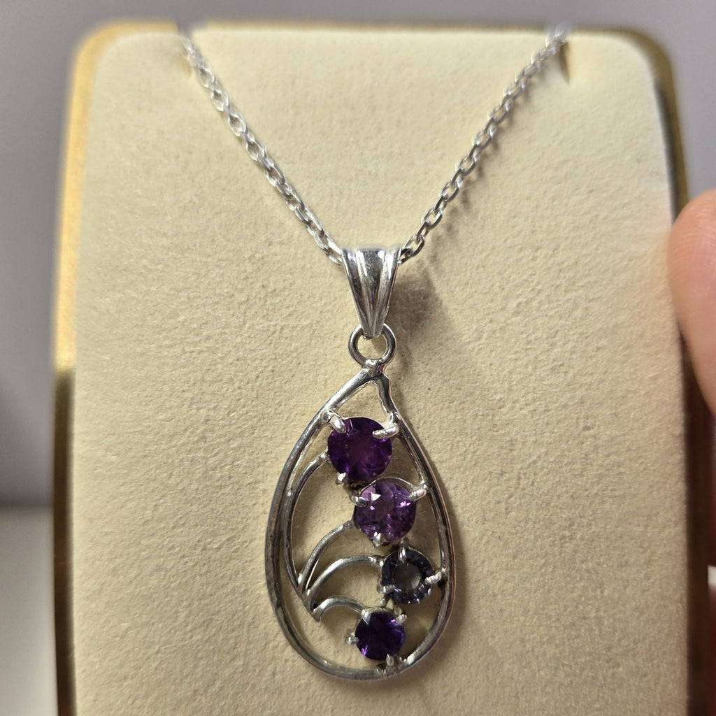 HP0006 Amethyst Teardrop Pendant 925 Silver Sri Lanka Gem