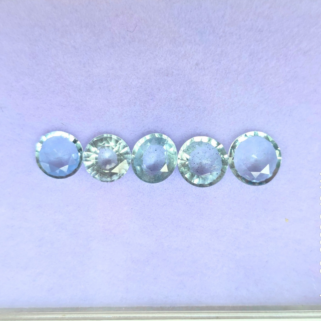 2.3 Ct Natural Aquamarine Parcel, 5 Pieces, Round, Sri Lanka