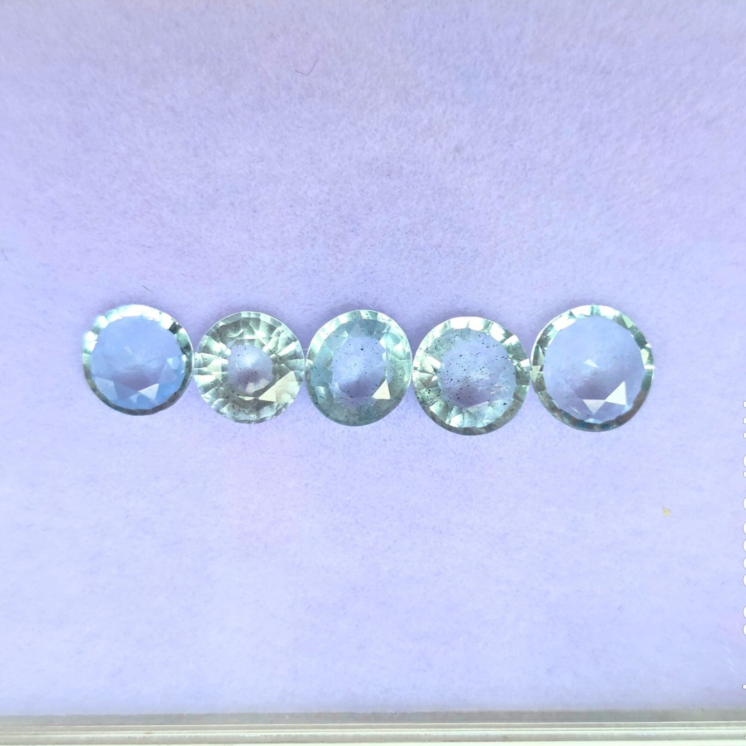 2.3 Ct Natural Aquamarine Parcel, 5 Pieces, Round, Sri Lanka