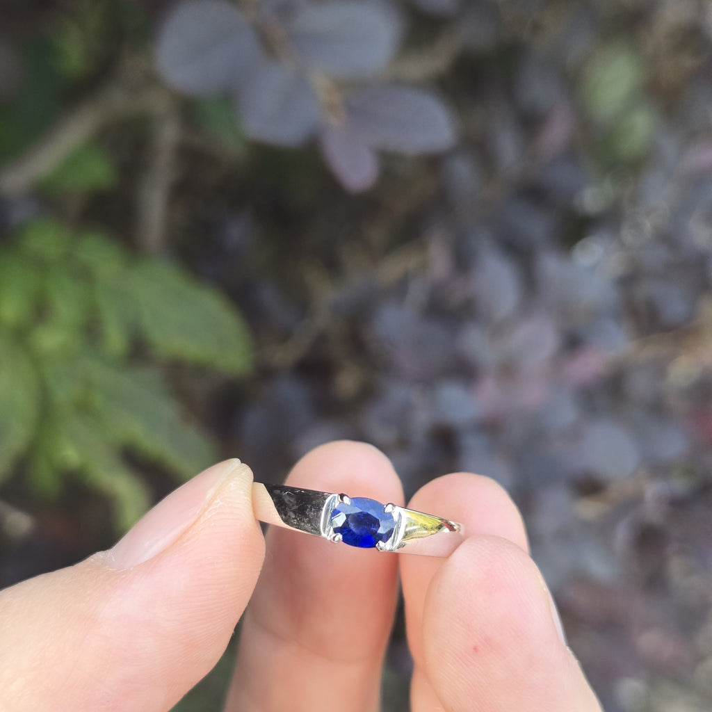 RIP005 0.5ct Brilliant Blue Sapphire Platinum Ring - Size 15