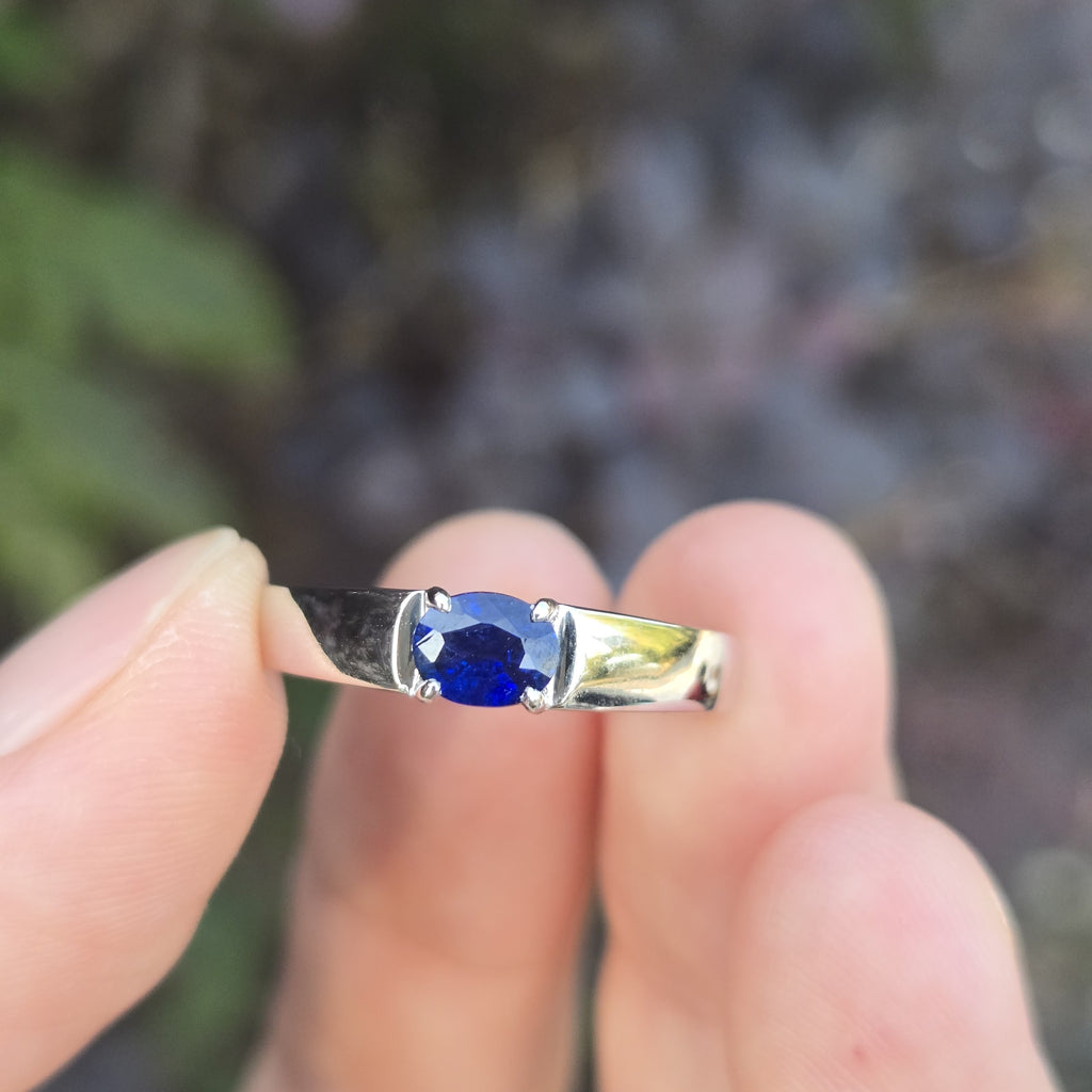 RIP005 0.5ct Brilliant Blue Sapphire Platinum Ring - Size 15