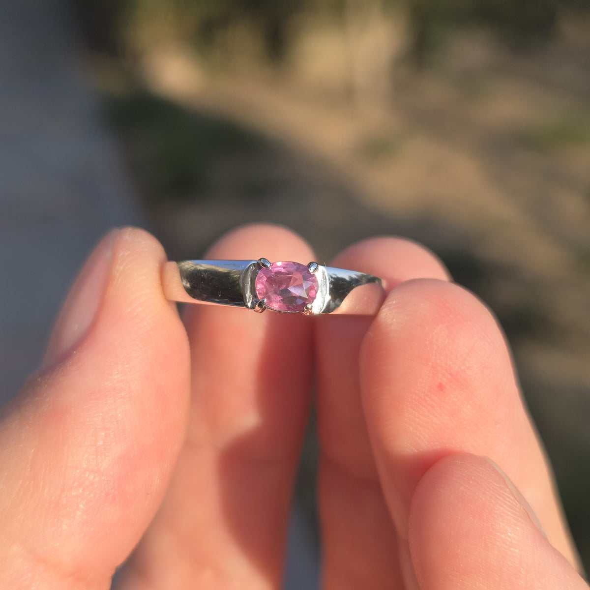 RIP003 0.5ct Pink Sapphire Platinum Ring - Romantic Blush Size 14