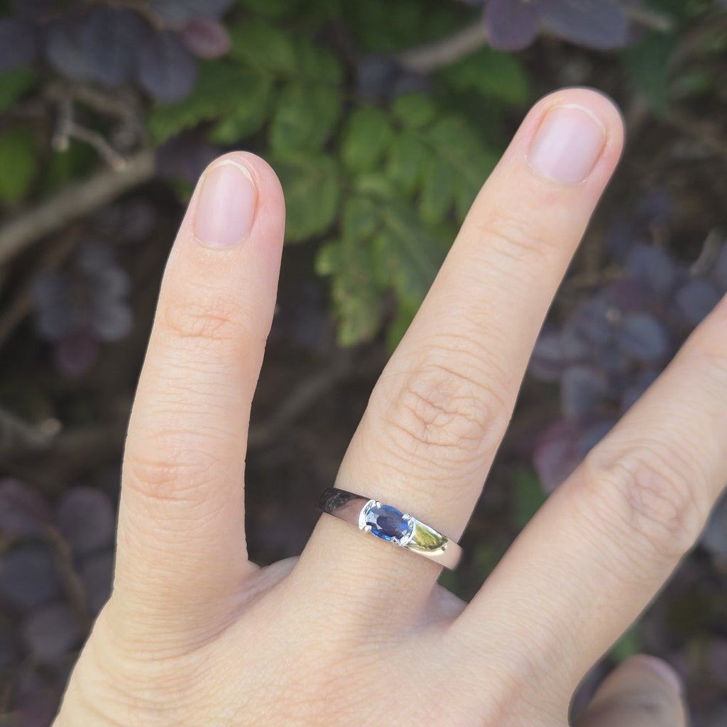 RIP006 0.4ct Natural Sapphire Platinum Band - Minimalist Luxury Size 15