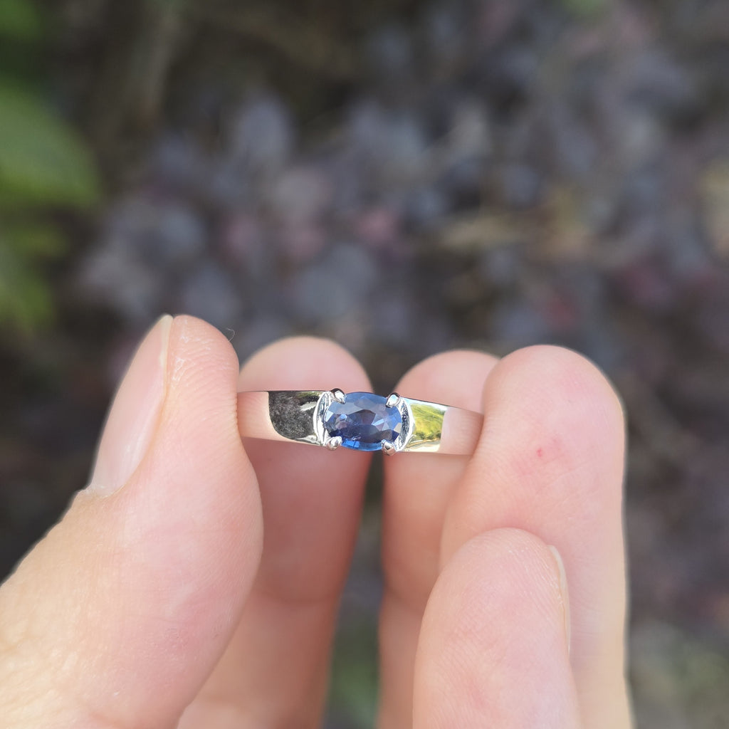 RIP006 0.4ct Natural Sapphire Platinum Band - Minimalist Luxury Size 15