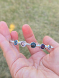BRS001~6 Five-Gem Sterling Silver Adjustable Artisan Bangle