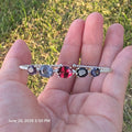 BRS020~23 Statement 5-Gemstone Oval Sterling Silver Open Bangle