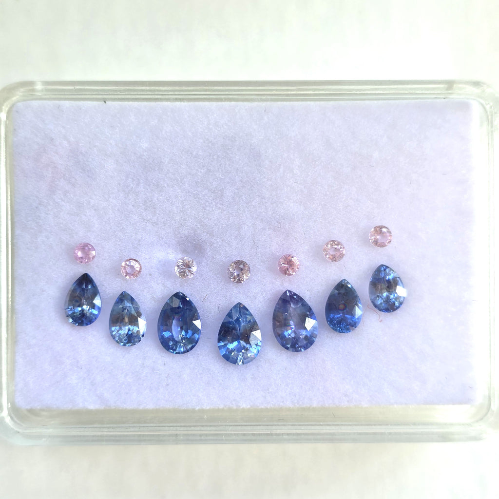 SL2607 5 Ct Natural Sapphire Set, Blue & Pink, Sri Lanka