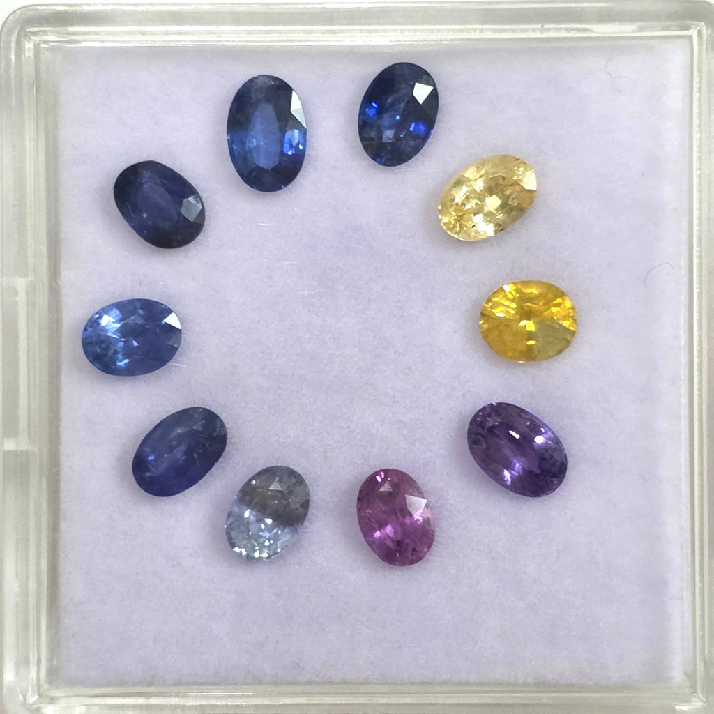 SL2602 6.9 Ct Natural Mix Color Sapphire Lot, 10 Pcs, Sri Lanka