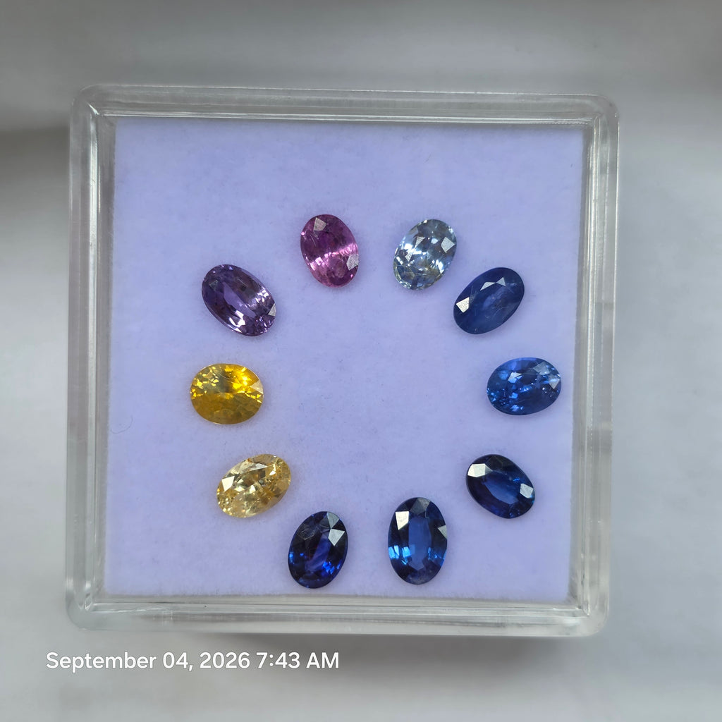 SL2602 6.9 Ct Natural Mix Color Sapphire Lot, 10 Pcs, Sri Lanka