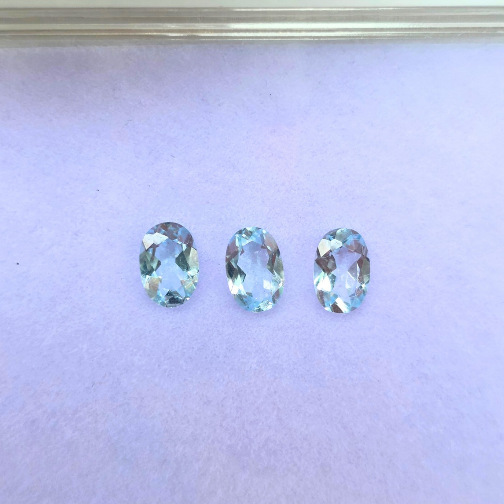1.6 Ct Natural Aquamarine Parcel, 3 Pieces, Oval, Sri Lanka
