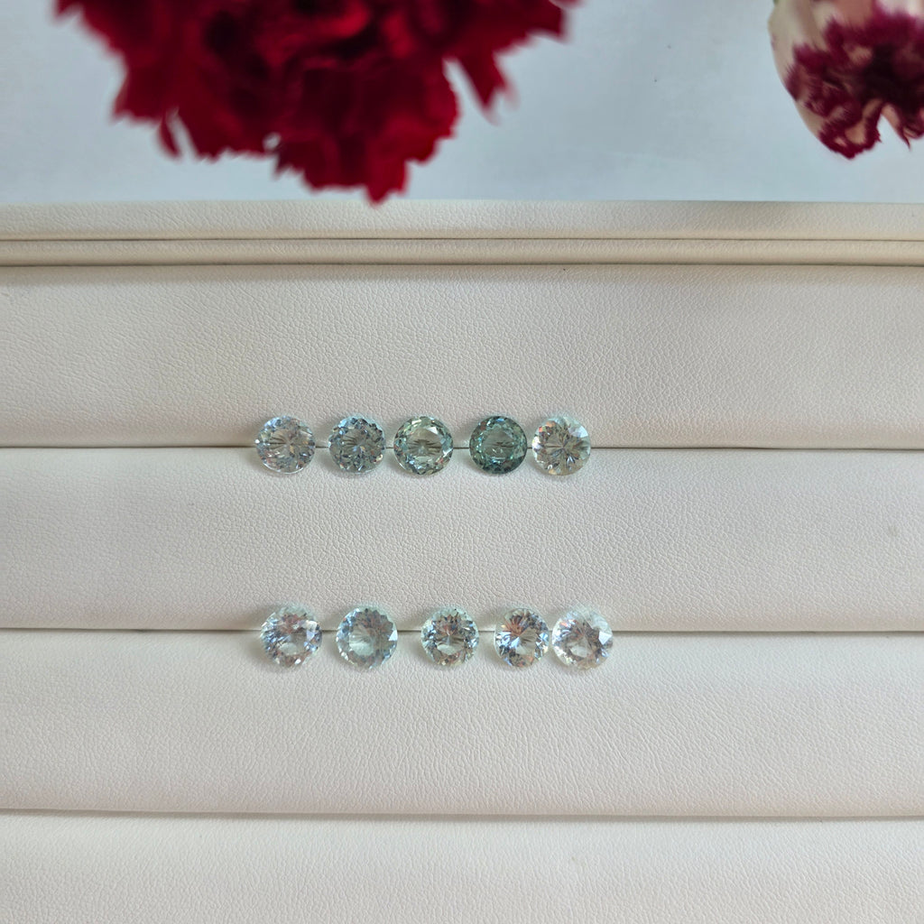 16.74 Ct Natural Aquamarine Parcel, 10 Pieces, Round, Sri Lanka