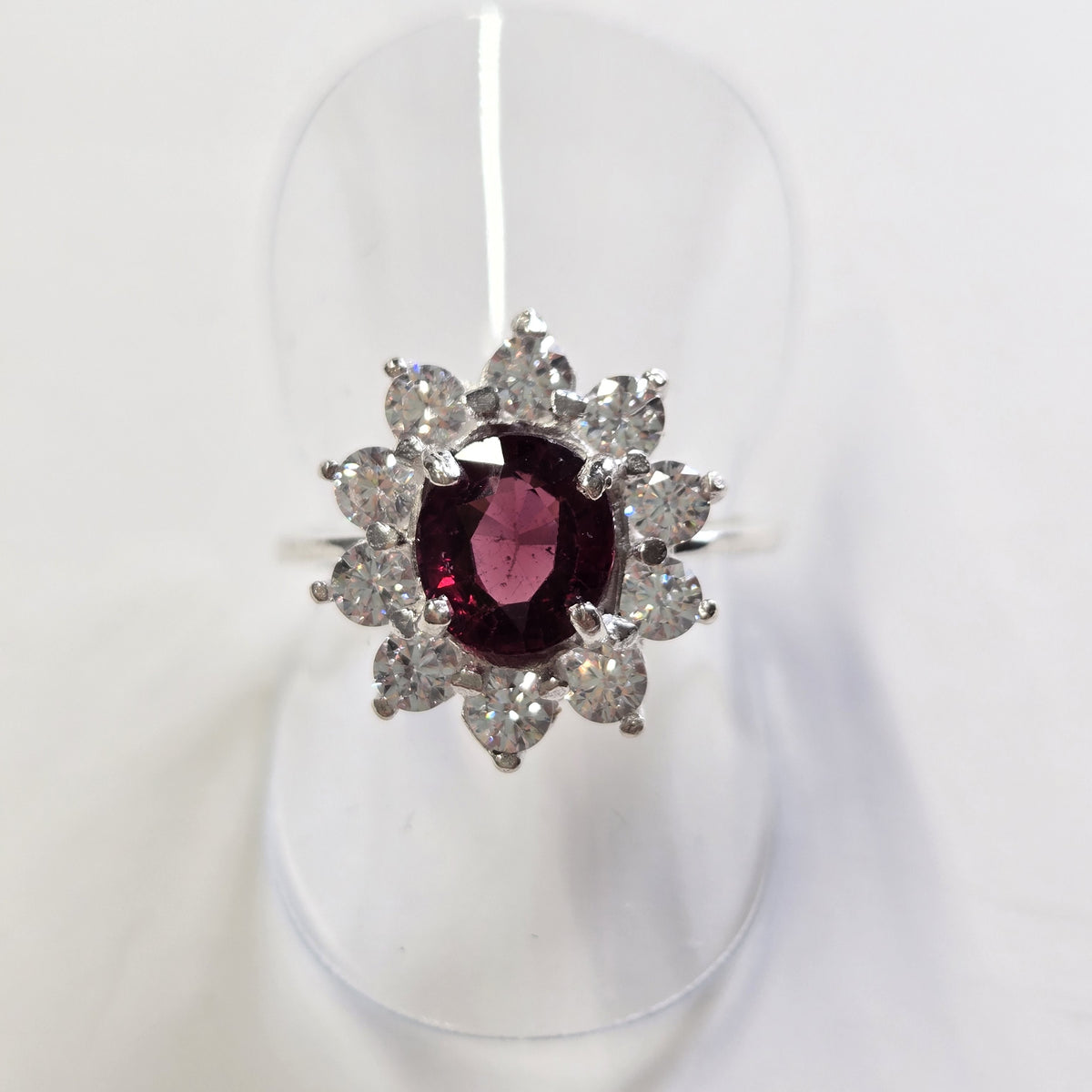 HR0003 Vintage Red Garnet Ring 925 Silver Sri Lanka Gem