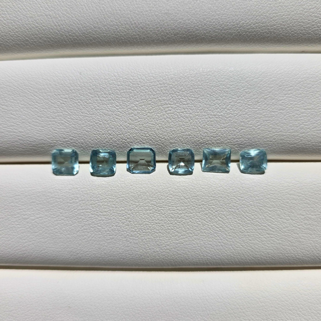 5.27 Ct Natural Aquamarine Parcel, 6 Pieces, Mixed cuts, Sri Lanka
