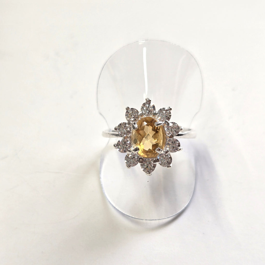 HR0005 Yellow Citrine Ring 925 Silver Sri Lanka Gemstone