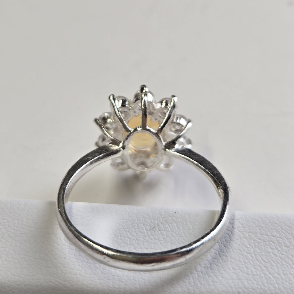 HR0005 Yellow Citrine Ring 925 Silver Sri Lanka Gemstone