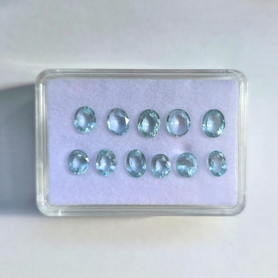10.24 Ct Natural Aquamarine Parcel, 11 Pieces, Oval, Sri Lanka