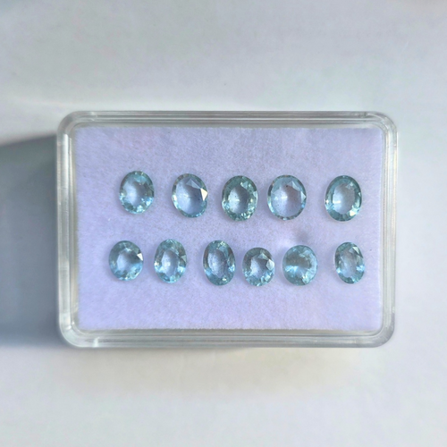 10.24 Ct Natural Aquamarine Parcel, 11 Pieces, Oval, Sri Lanka