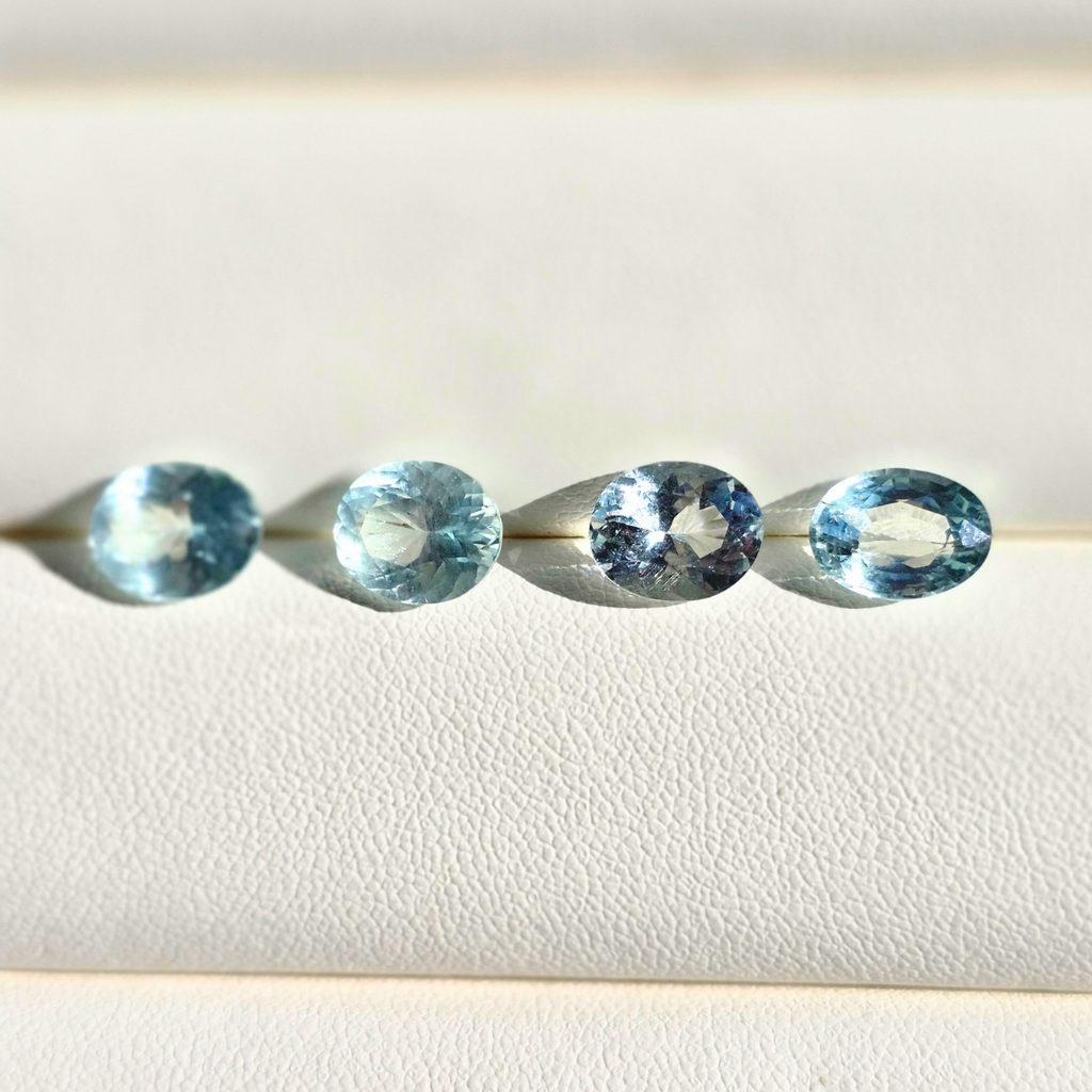 9.6 Ct Natural Aquamarine Parcel, 4 Pieces, Oval, Sri Lanka