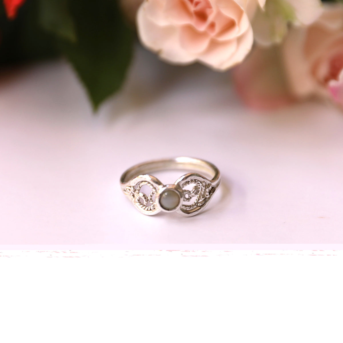 HR0014 Cat’s Eye Sapphire Ring Rare Sri Lanka Gem Silver