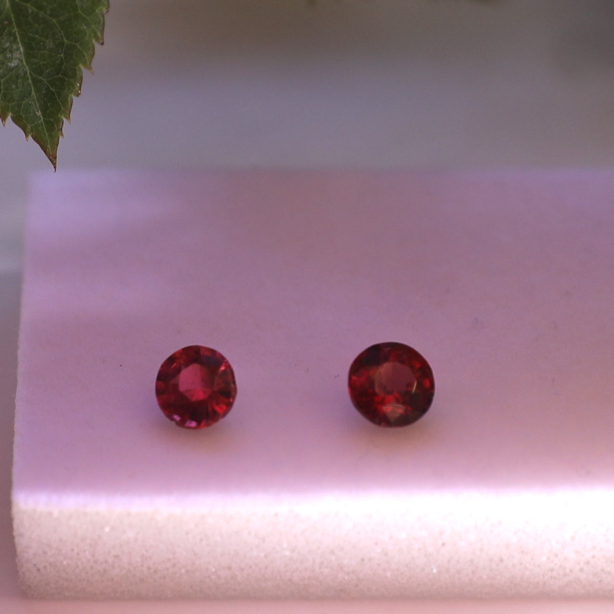 GAL001 1.64ct Red Garnet Earring Duo - Deep Crimson Round Pair