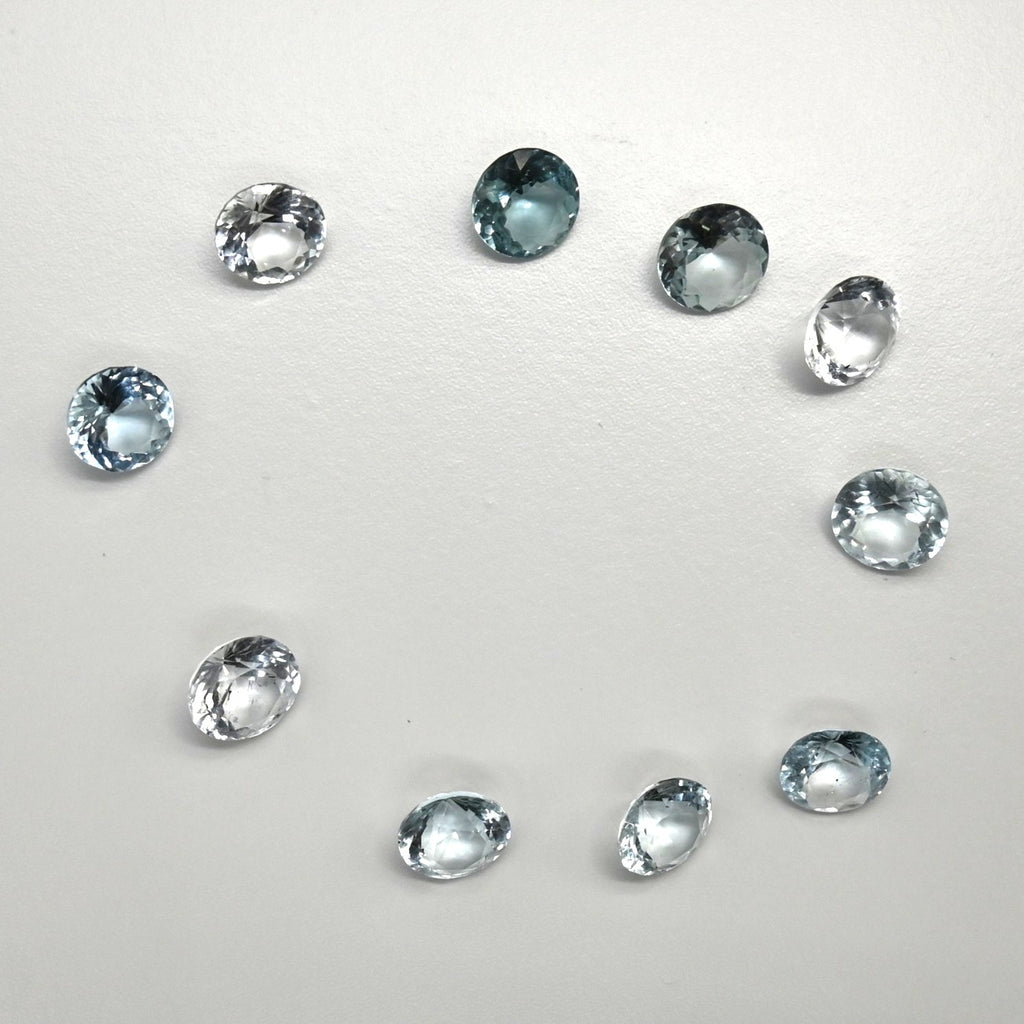 16.74 Ct Natural Aquamarine Parcel, 10 Pieces, Round, Sri Lanka