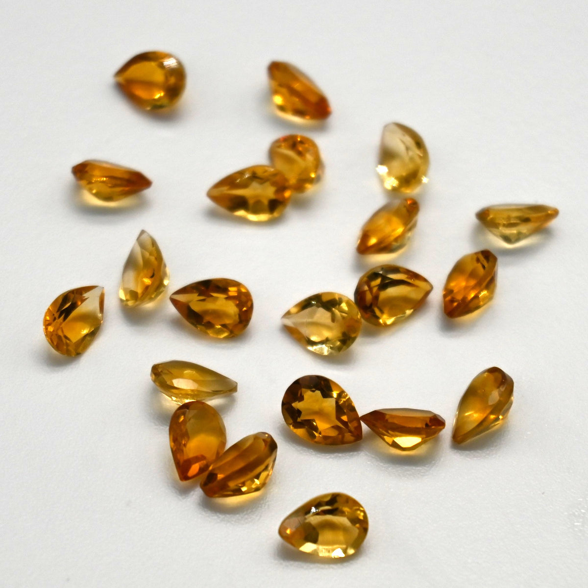 13.85 Ct Natural Yellow Topaz Pear Lot, 5x7mm, 20 Pcs, Sri Lanka