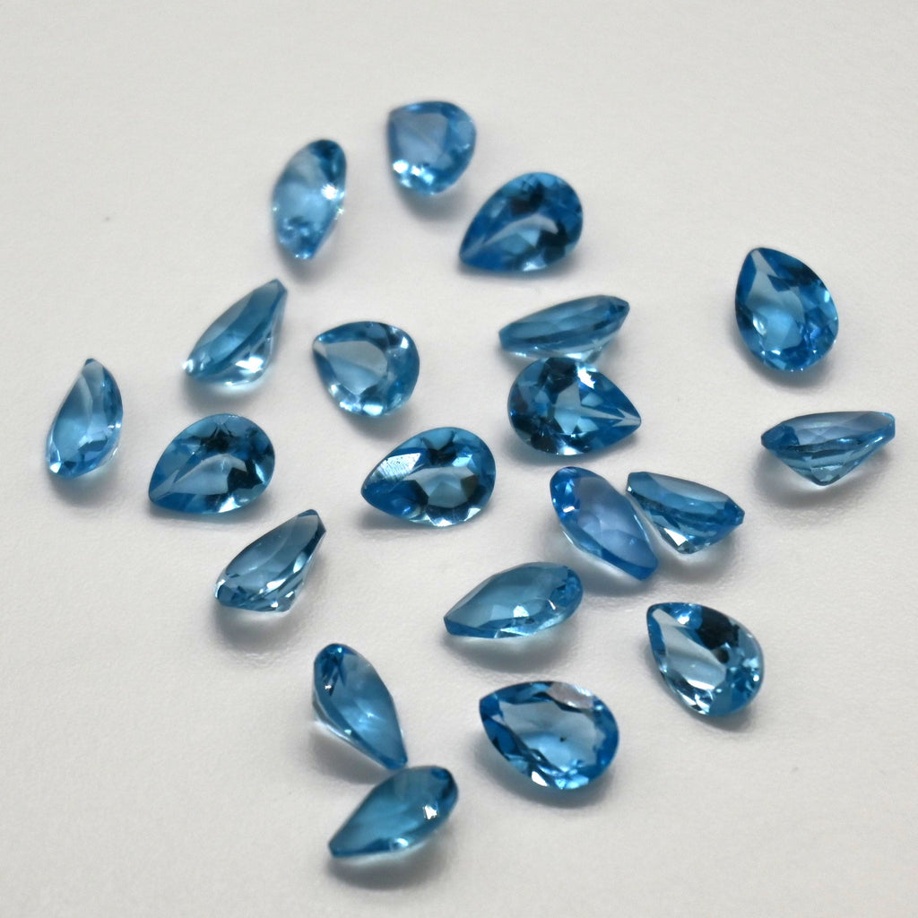 15.75 Ct Natural Blue Topaz Pear Lot, 5x7mm, 20 Pcs, Sri Lanka