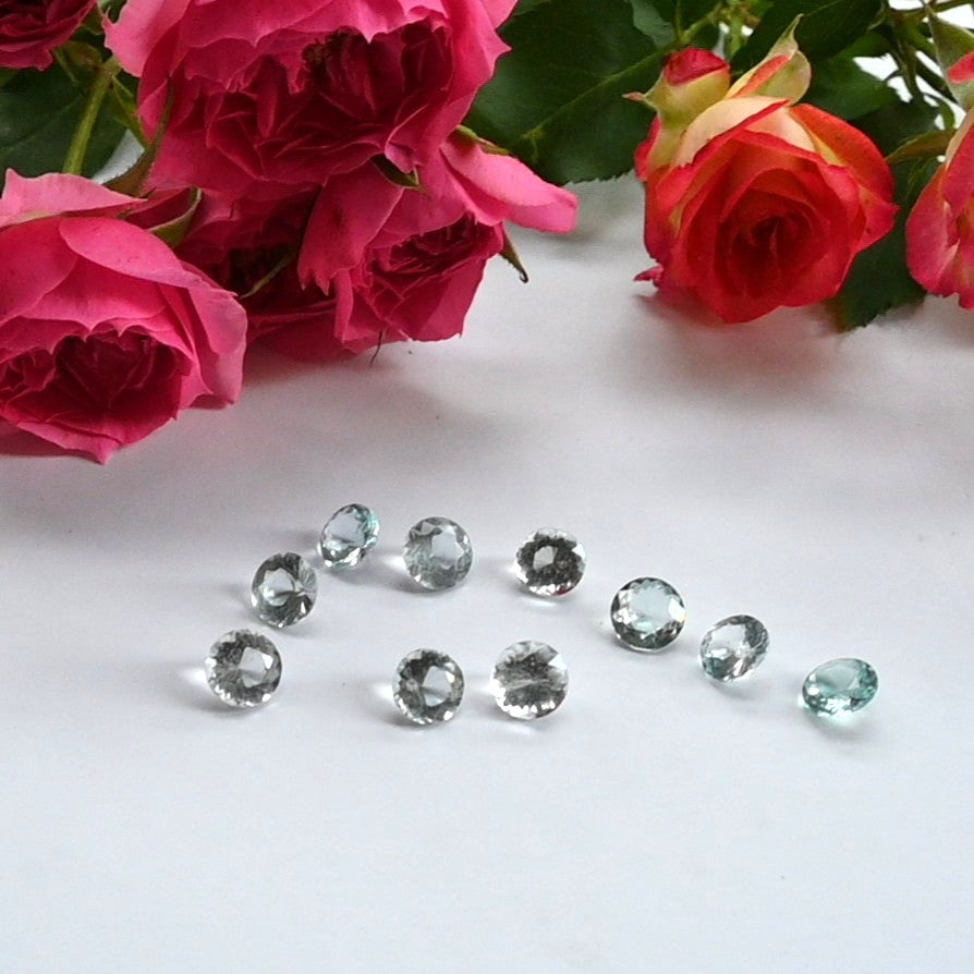 16.74 Ct Natural Aquamarine Parcel, 10 Pieces, Round, Sri Lanka