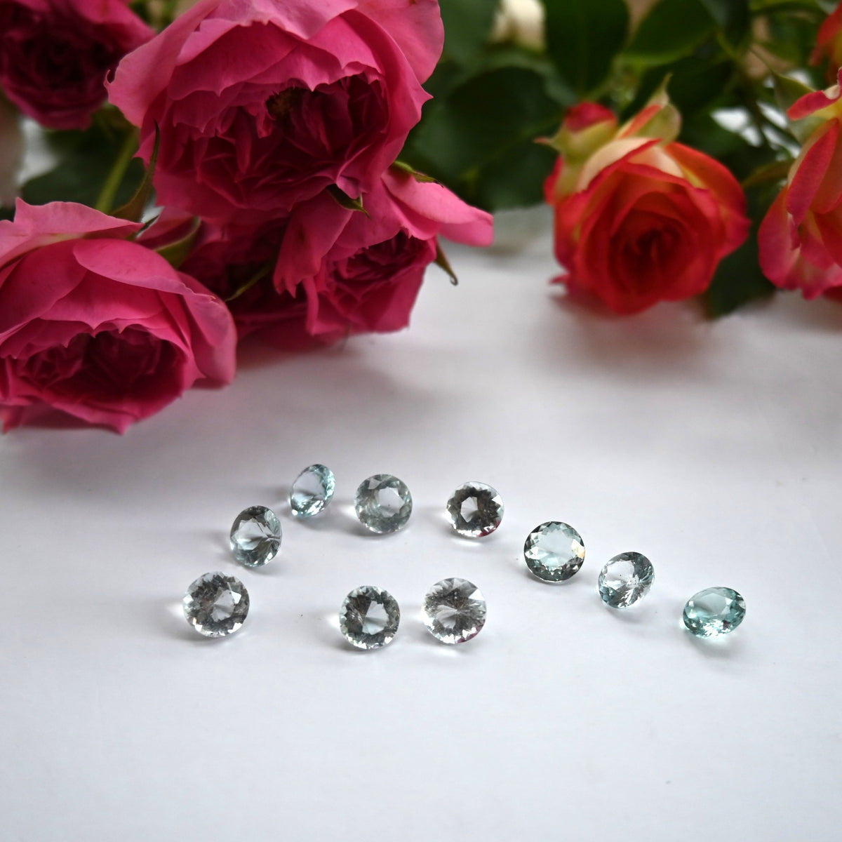 16.74 Ct Natural Aquamarine Parcel, 10 Pieces, Round, Sri Lanka