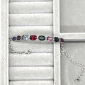 BRS012~16 Luxury 8-Gem Oval Multi-Gemstone Sterling Silver Bracelet