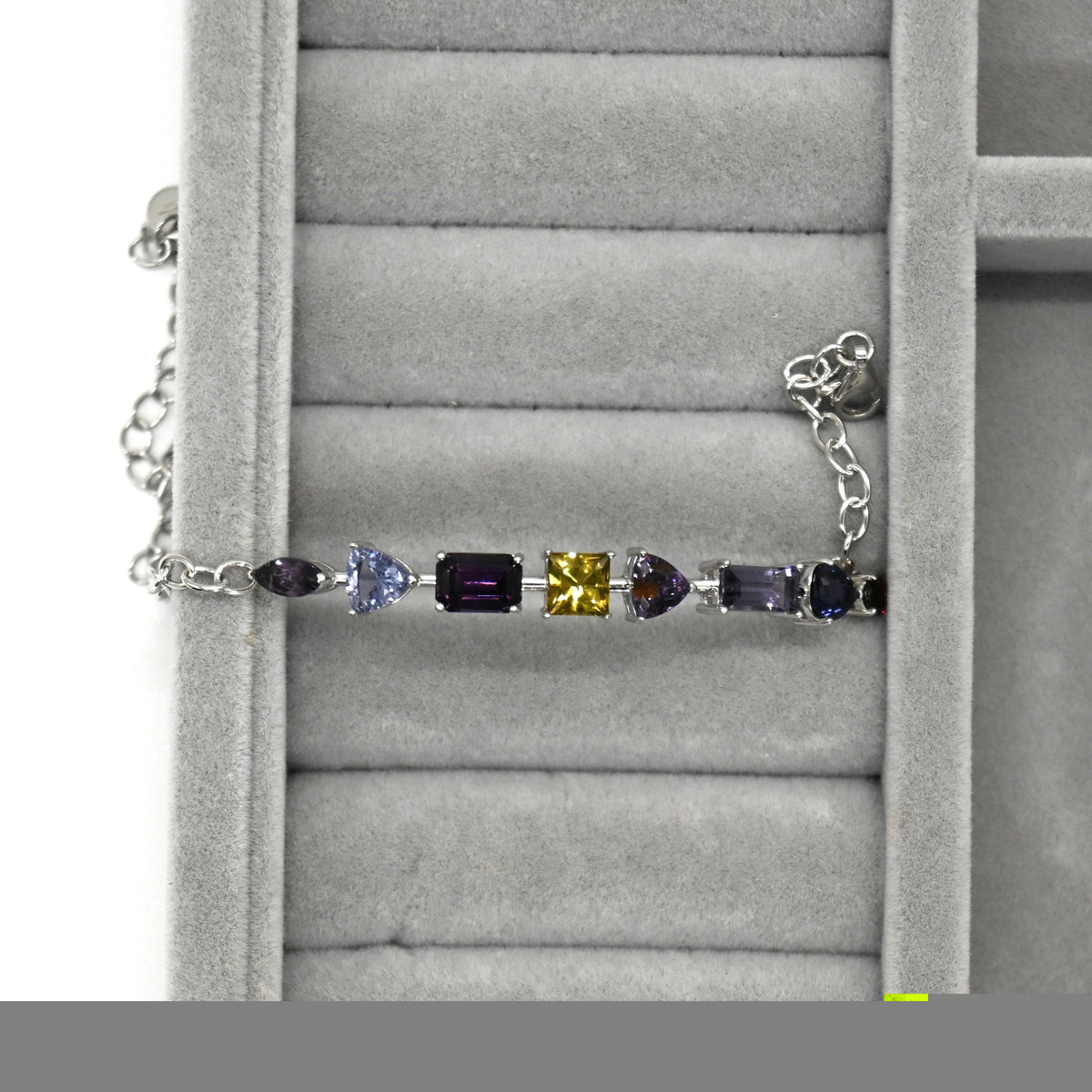 BRS017~19 Artisan Irregular Raw-Style Multi-Gemstone Silver Bracelet