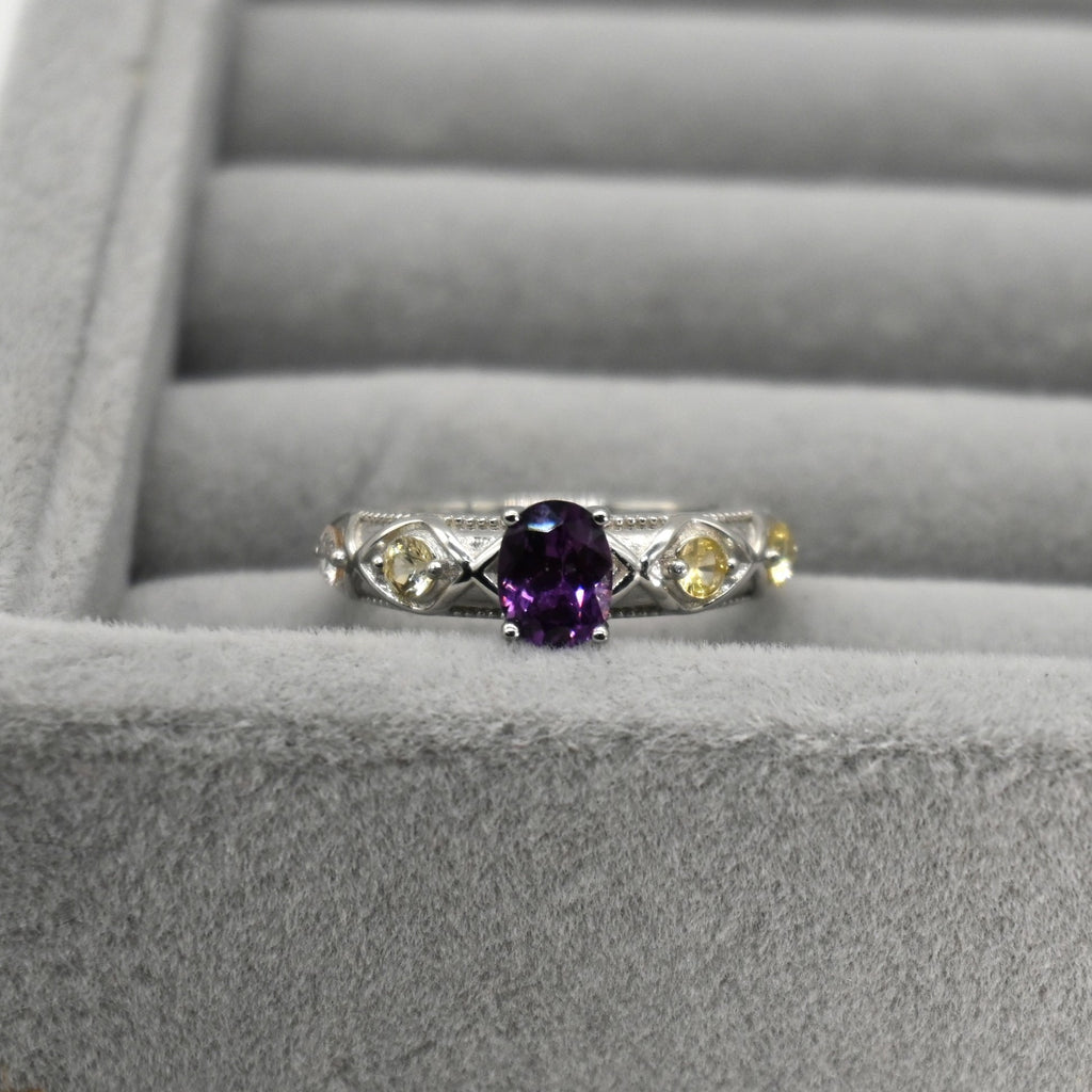 RIS001-07 5-Piece Sapphire 11# Adjustable Silver Cluster Ring