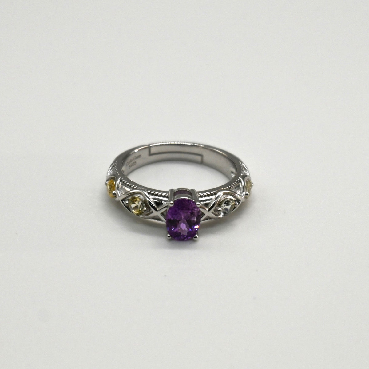 RIS001-07 5-Piece Sapphire 11# Adjustable Silver Cluster Ring