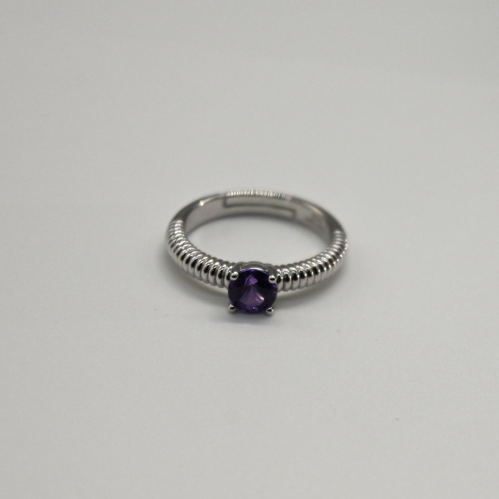RIS008-14 Solitaire Sapphire 11# Adjustable Sterling Silver Ring