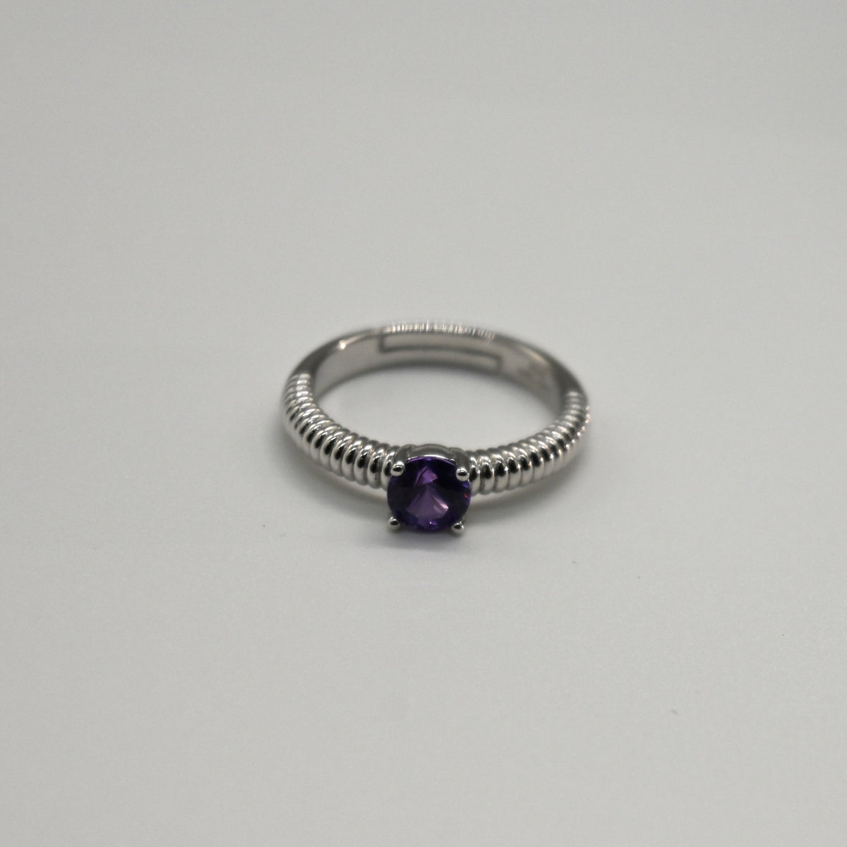 RIS008-14 Solitaire Sapphire 11# Adjustable Sterling Silver Ring