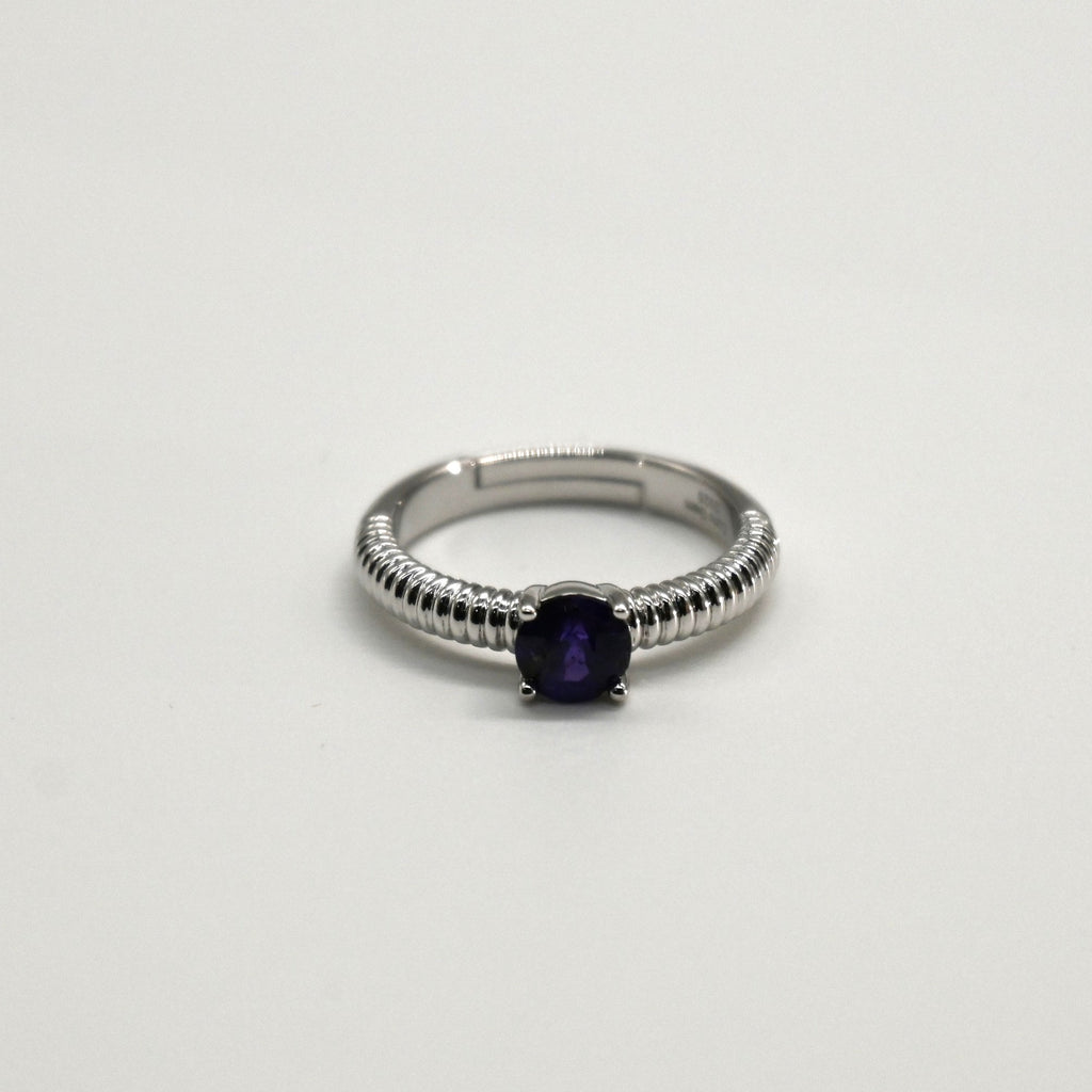 RIS008-14 Solitaire Sapphire 11# Adjustable Sterling Silver Ring