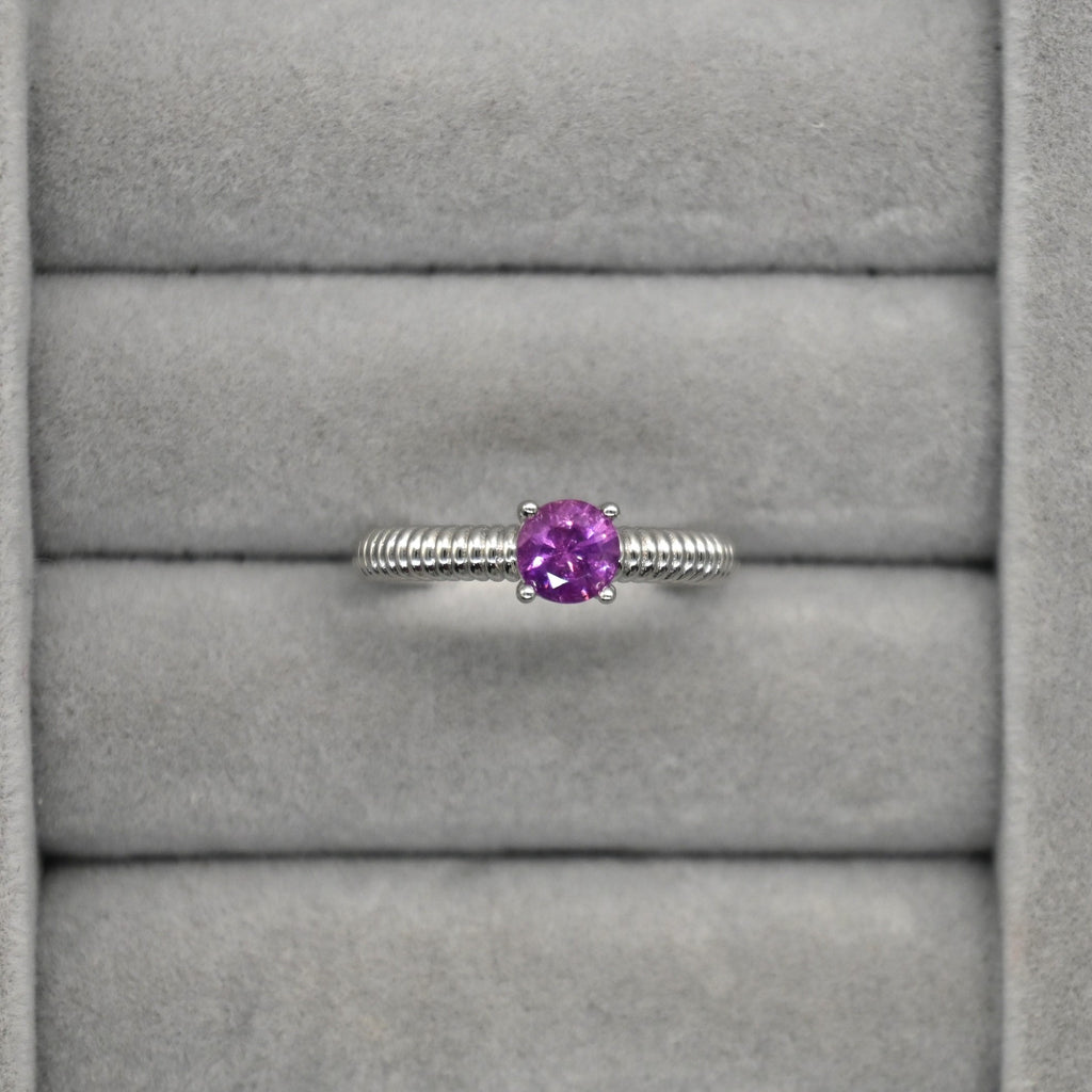 RIS008-14 Solitaire Sapphire 11# Adjustable Sterling Silver Ring